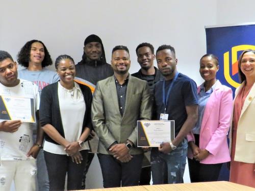 Ms Pauline Thomas, Head Corporate Affairs and Sustainable Impact, NamDeb (front row, third from left), and Dr Colin Stanley, NUST Deputy Vice-Chancellor: Research, Innovation (front row, fourth from left) and Partnerships, pictured with staff and students that were involved in the project.